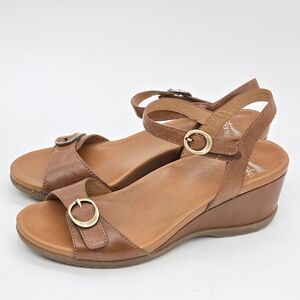 Dansko Women Arielle Wedge Sandals US 8/EU 38 Leather Brown Comfort Adjustable